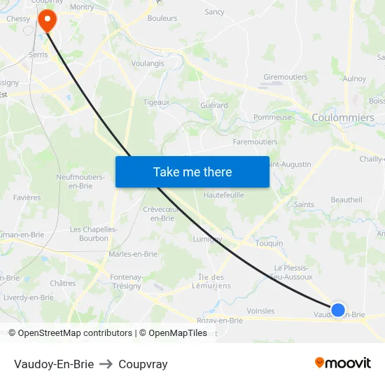 Vaudoy-En-Brie to Coupvray map