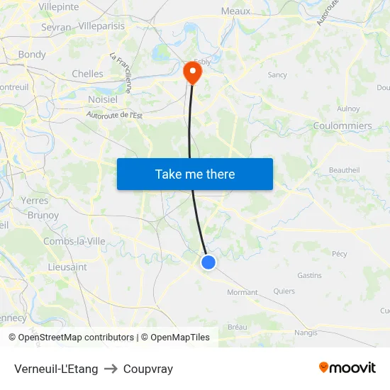 Verneuil-L'Etang to Coupvray map