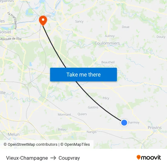 Vieux-Champagne to Coupvray map