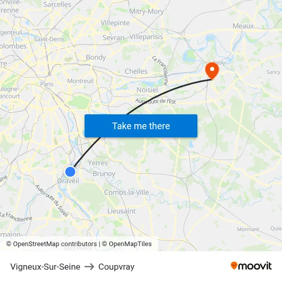 Vigneux-Sur-Seine to Coupvray map