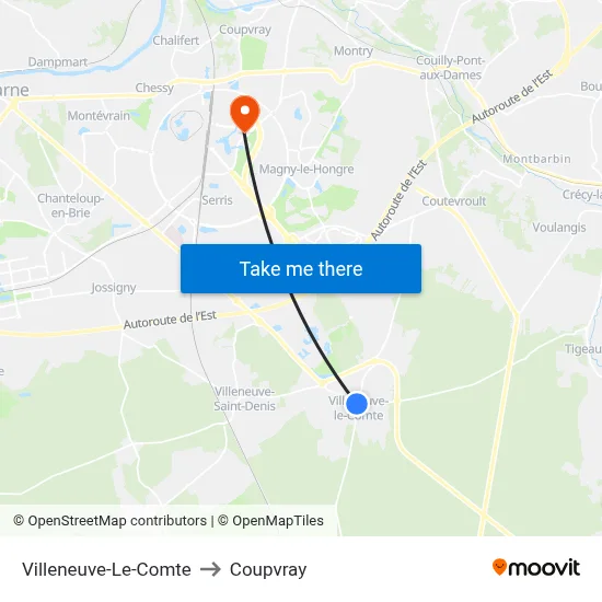 Villeneuve-Le-Comte to Coupvray map