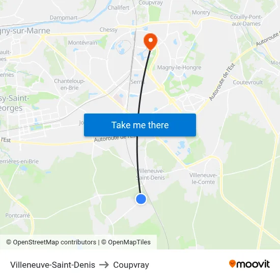 Villeneuve-Saint-Denis to Coupvray map