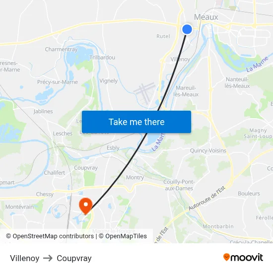 Villenoy to Coupvray map