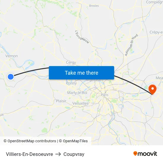 Villiers-En-Desoeuvre to Coupvray map
