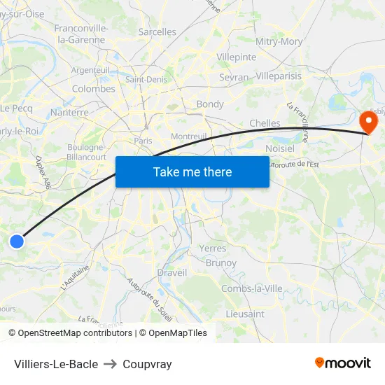 Villiers-Le-Bacle to Coupvray map
