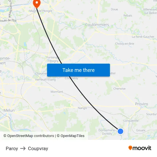 Paroy to Coupvray map