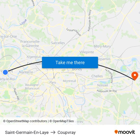 Saint-Germain-En-Laye to Coupvray map