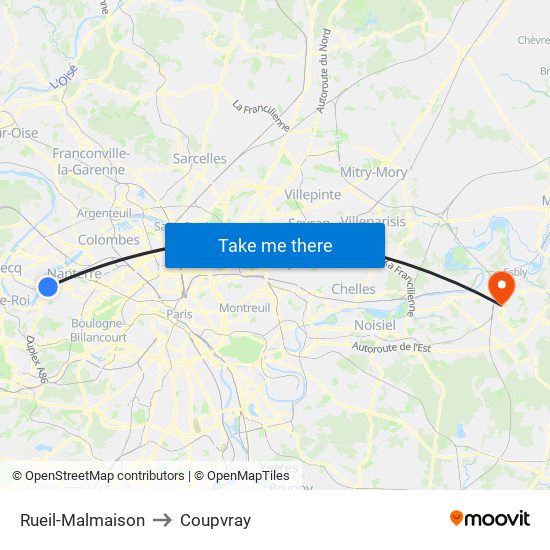 Rueil-Malmaison to Coupvray map