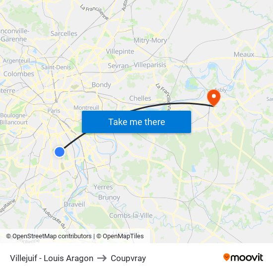 Villejuif - Louis Aragon to Coupvray map