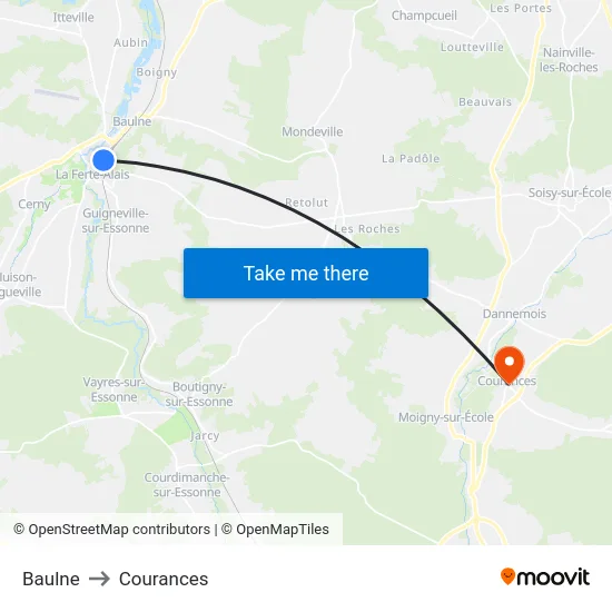 Baulne to Courances map