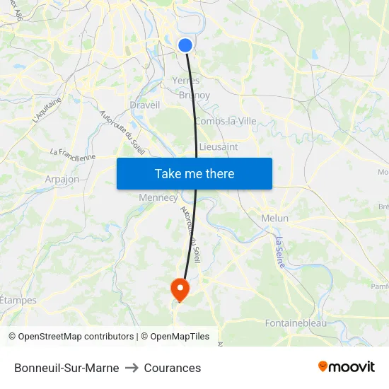 Bonneuil-Sur-Marne to Courances map