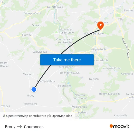 Brouy to Courances map