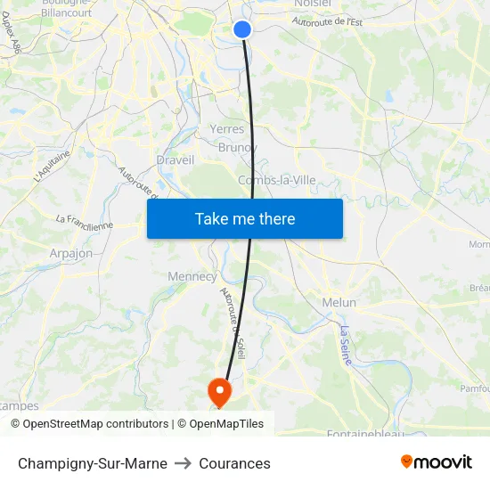 Champigny-Sur-Marne to Courances map