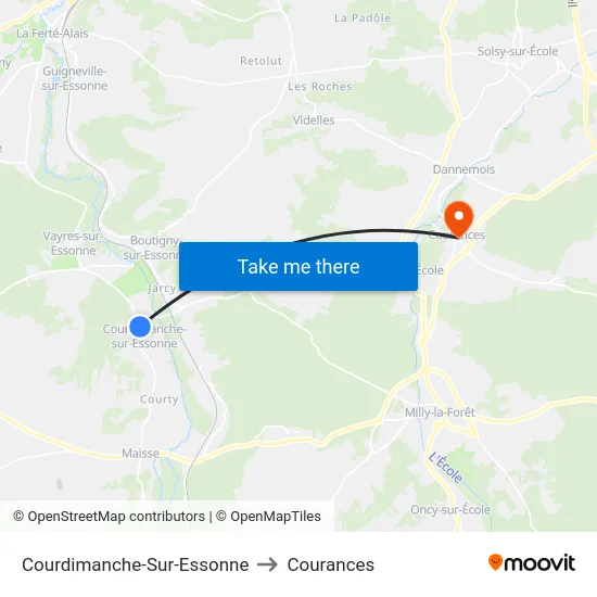 Courdimanche-Sur-Essonne to Courances map