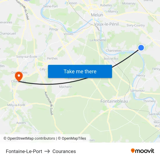 Fontaine-Le-Port to Courances map