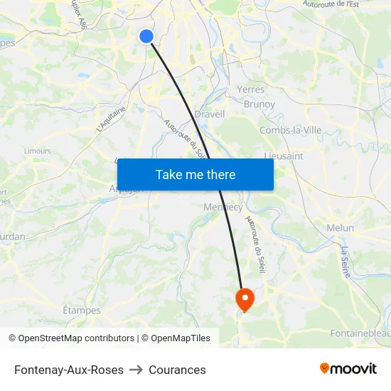 Fontenay-Aux-Roses to Courances map