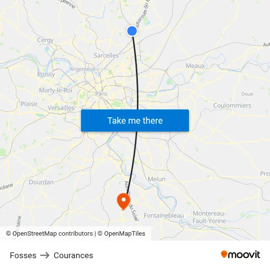Fosses to Courances map