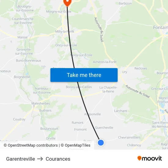 Garentreville to Courances map