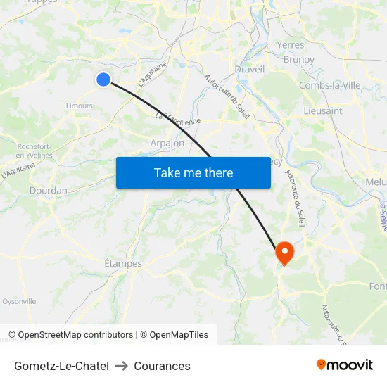 Gometz-Le-Chatel to Courances map