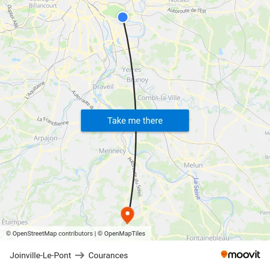Joinville-Le-Pont to Courances map