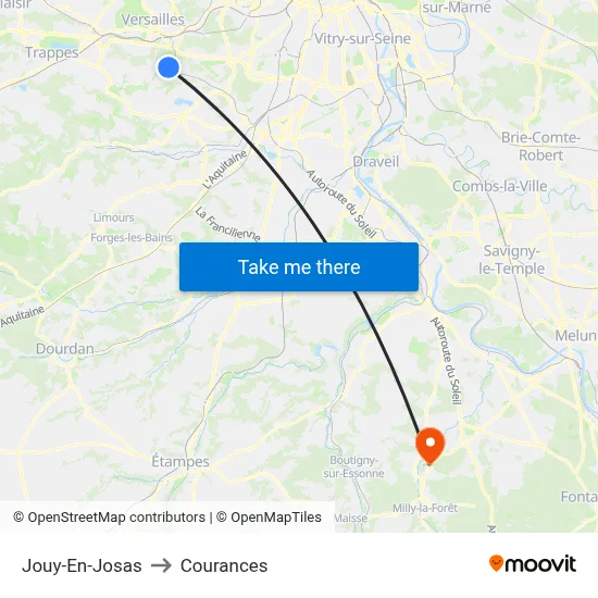 Jouy-En-Josas to Courances map