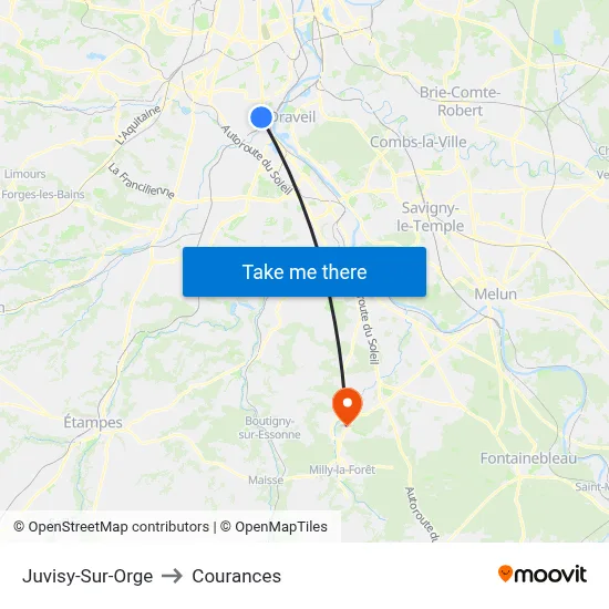 Juvisy-Sur-Orge to Courances map