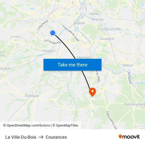 La Ville-Du-Bois to Courances map