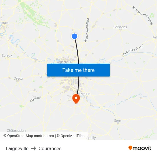 Laigneville to Courances map