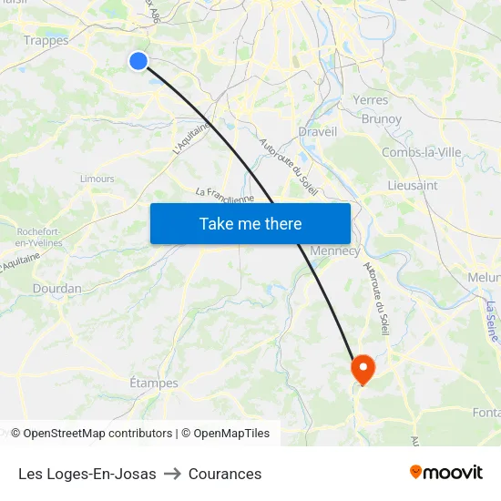 Les Loges-En-Josas to Courances map