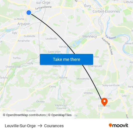 Leuville-Sur-Orge to Courances map