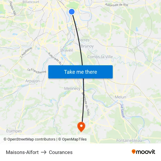 Maisons-Alfort to Courances map