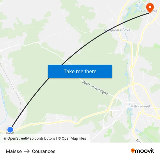 Maisse to Courances map