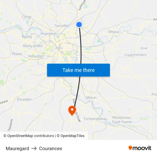 Mauregard to Courances map