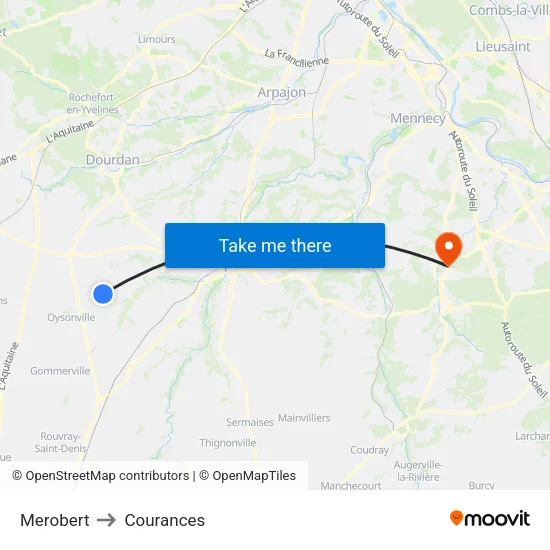 Merobert to Courances map