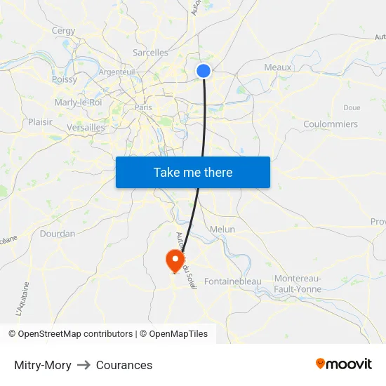 Mitry-Mory to Courances map