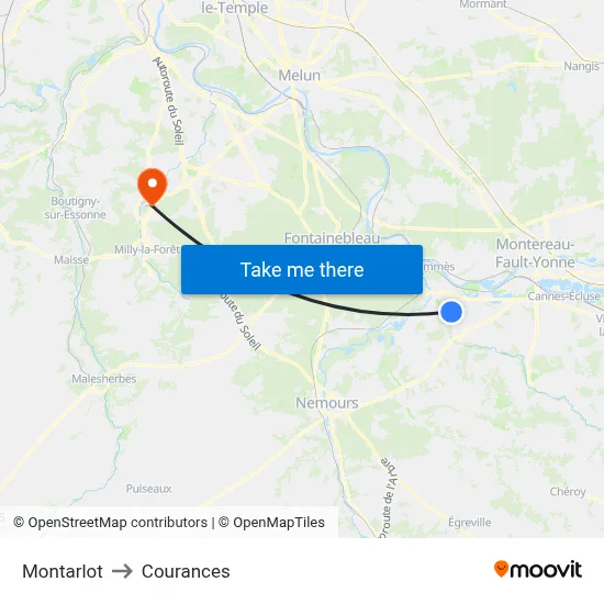 Montarlot to Courances map