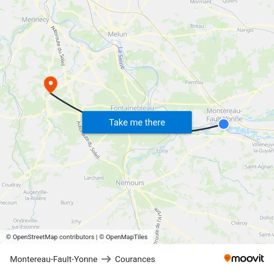 Montereau-Fault-Yonne to Courances map