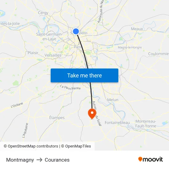 Montmagny to Courances map