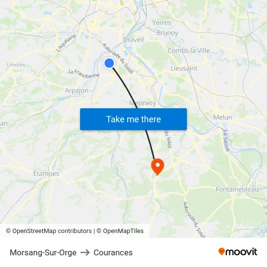 Morsang-Sur-Orge to Courances map