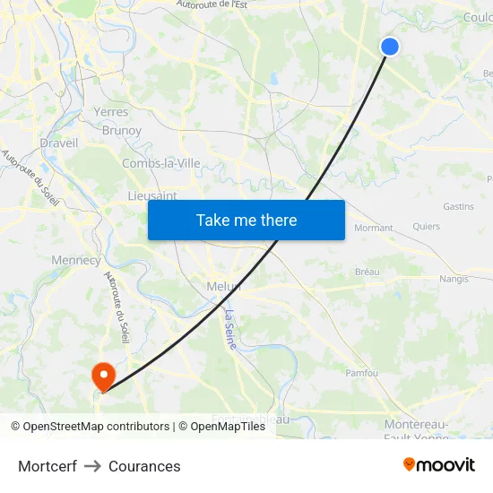 Mortcerf to Courances map