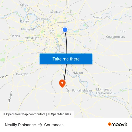 Neuilly-Plaisance to Courances map