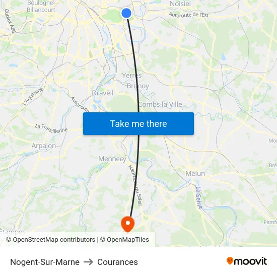 Nogent-Sur-Marne to Courances map