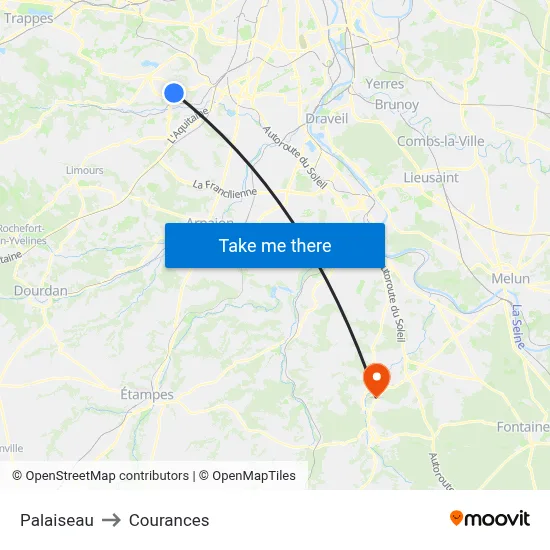 Palaiseau to Courances map