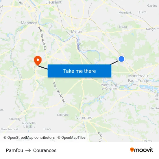 Pamfou to Courances map