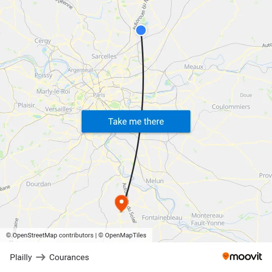 Plailly to Courances map