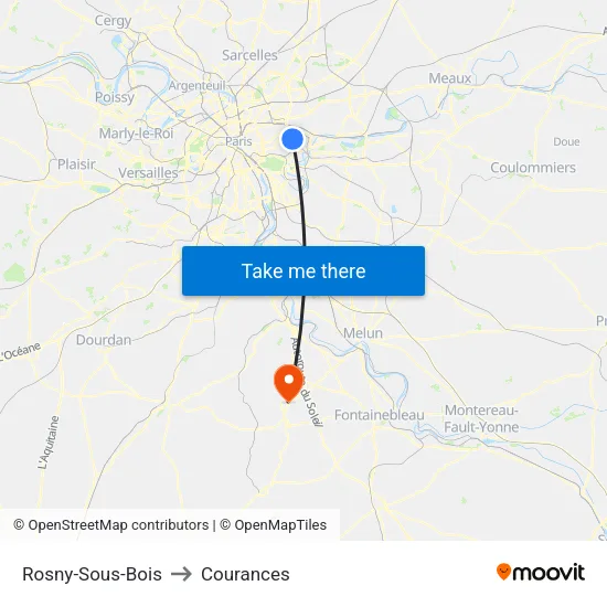 Rosny-Sous-Bois to Courances map