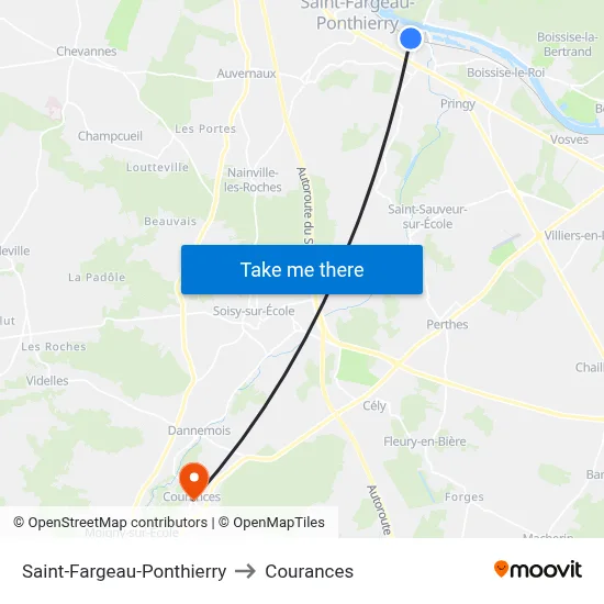 Saint-Fargeau-Ponthierry to Courances map