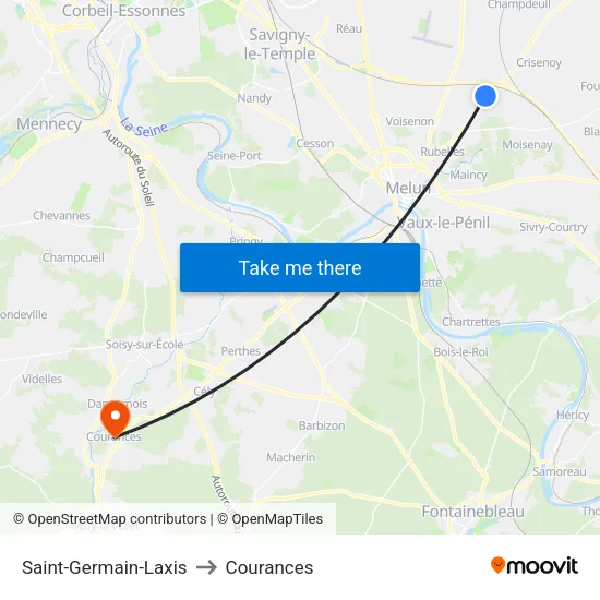 Saint-Germain-Laxis to Courances map