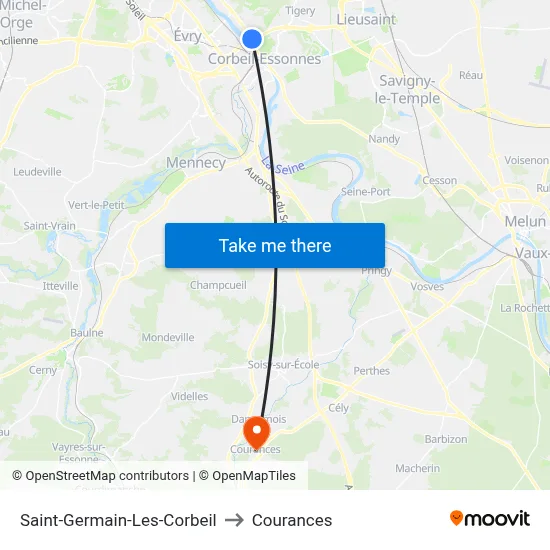 Saint-Germain-Les-Corbeil to Courances map