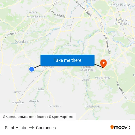 Saint-Hilaire to Courances map